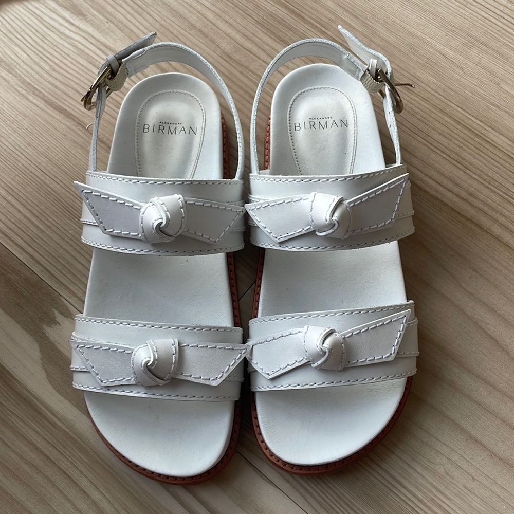 Alexandre Birman White Leather Knotted Strap Sandals